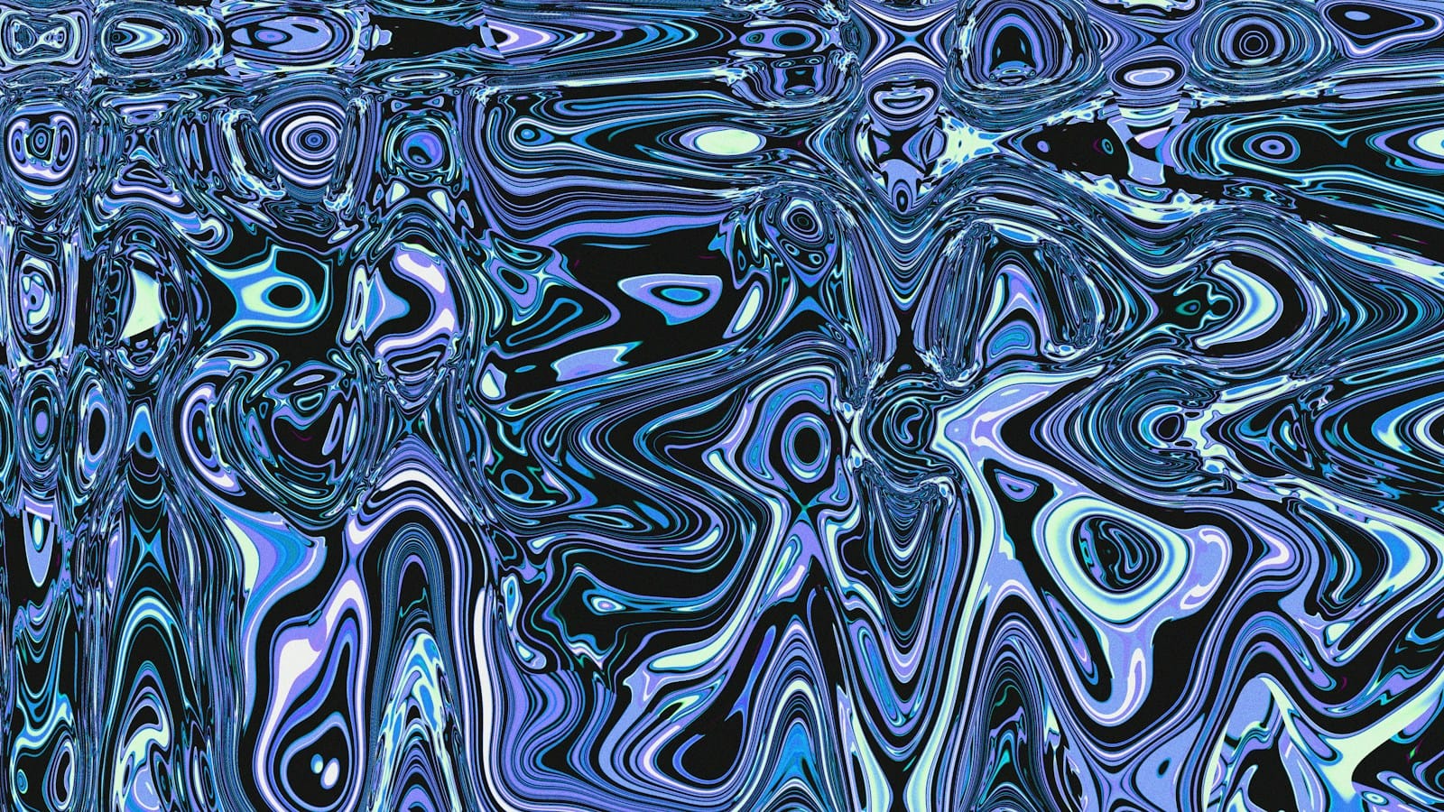 青と紫の模様がうねるように広がるデジタルアート